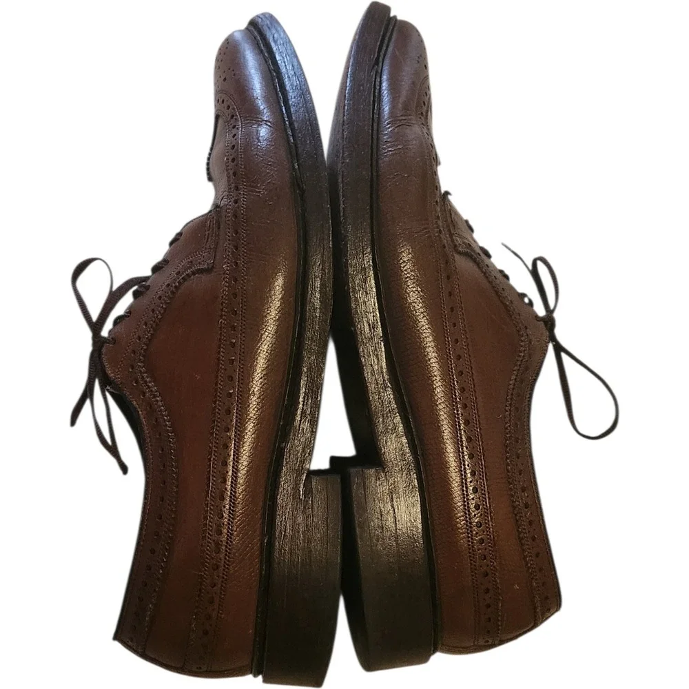 Florsheim Imperial Kenmoor Brown Pebble Grain Longwing Wingtip Shoes Mens 10.5 C